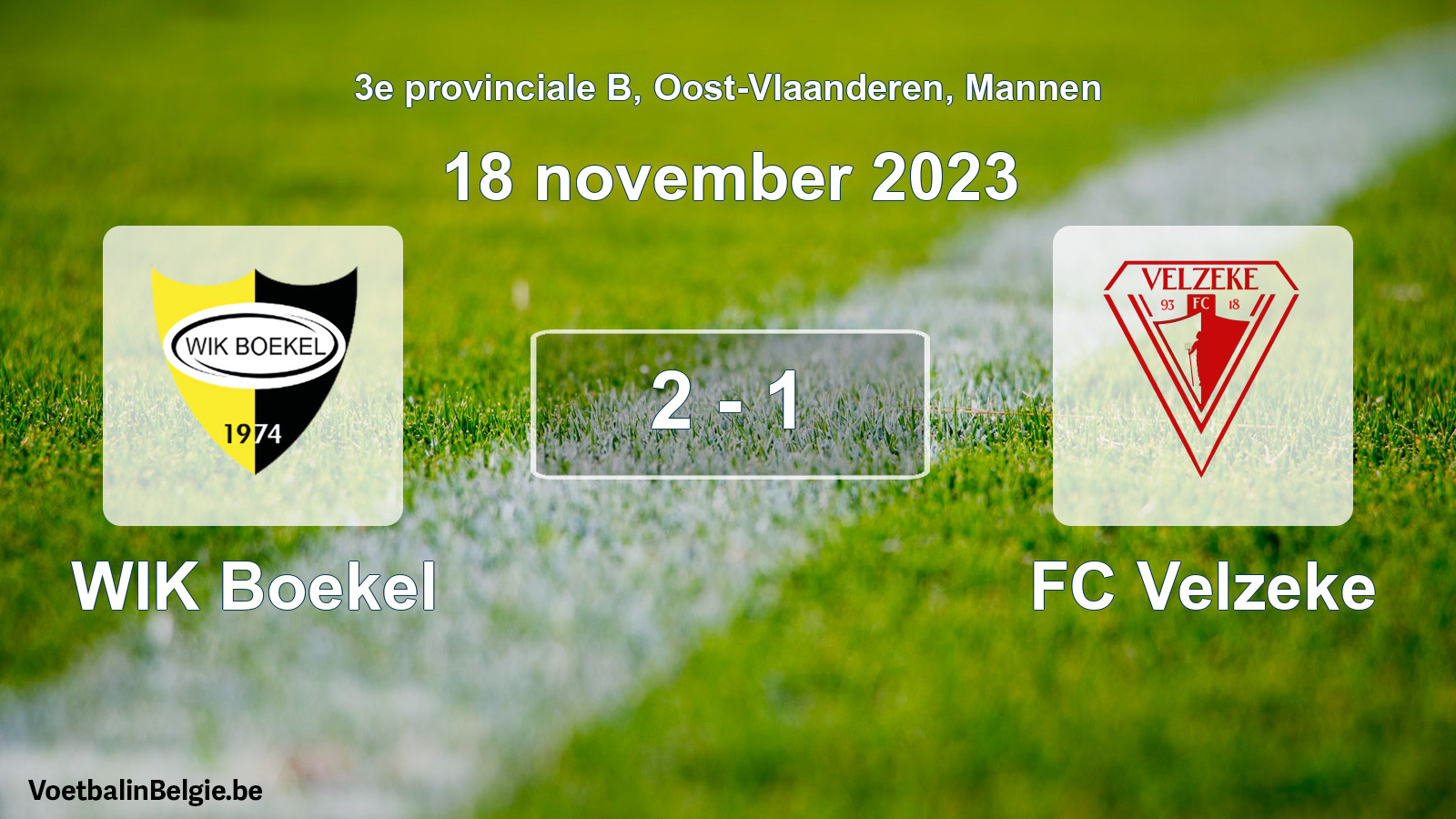 Gespeelde wedstrijd mannenvoetbal: WIK Boekel - FC Velzeke 2 - 1 (18 november 2023)