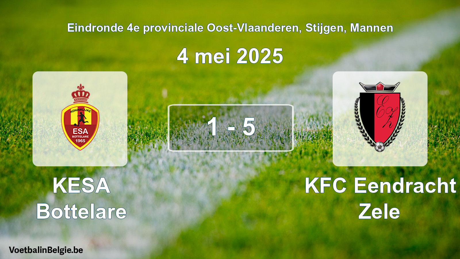 Gespeelde wedstrijd mannenvoetbal: KESA Bottelare - KFC Eendracht Zele 1 - 5 (4 mei 2025)