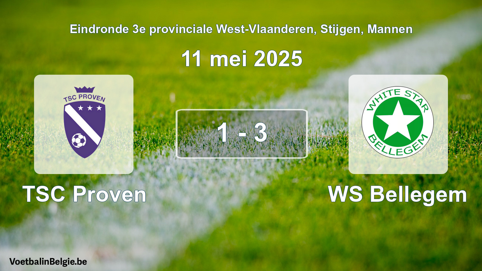 Gespeelde wedstrijd mannenvoetbal: TSC Proven - WS Bellegem 1 - 3 (11 mei 2025)