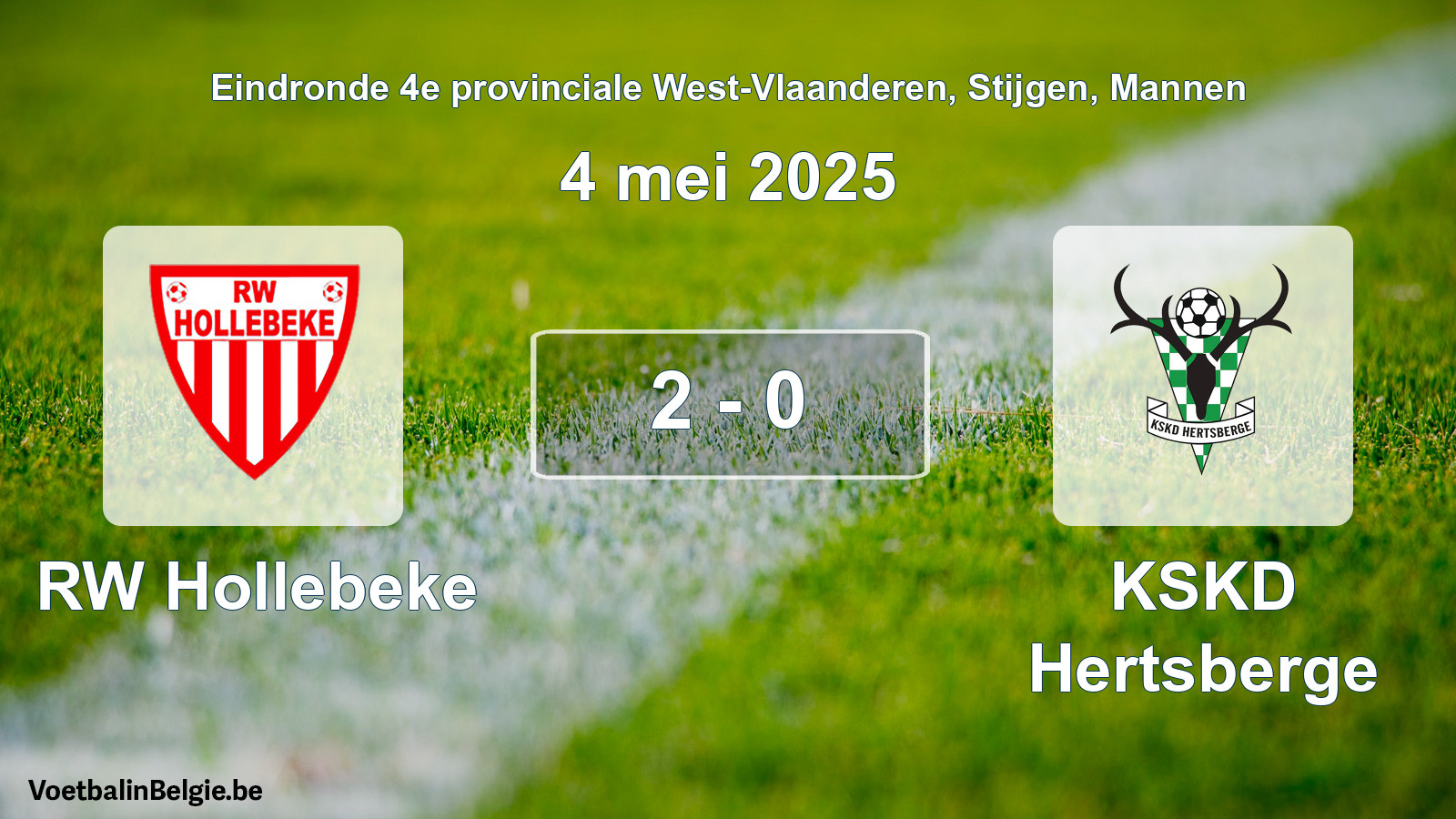 Gespeelde wedstrijd mannenvoetbal: RW Hollebeke - KSKD Hertsberge 2 - 0 (4 mei 2025)