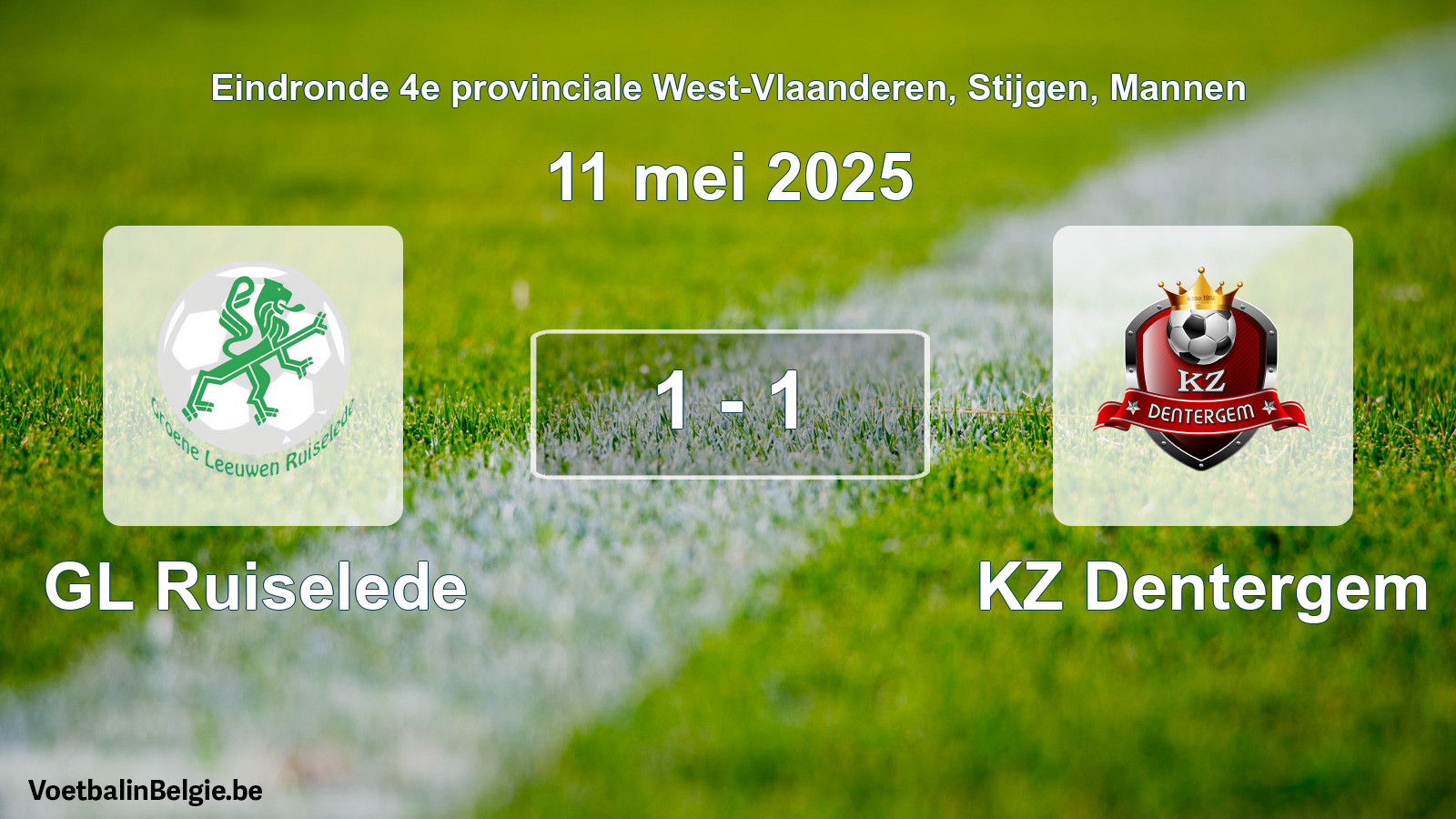 Gespeelde wedstrijd mannenvoetbal: GL Ruiselede - KZ Dentergem 1 - 1 (11 mei 2025)
