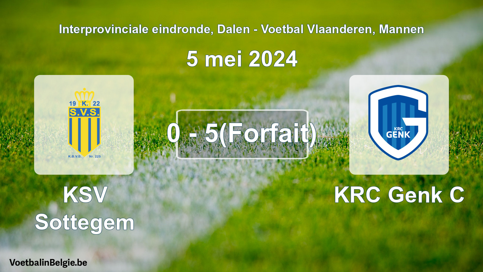 Forfait gegeven: KSV Sottegem - KRC Genk C 0 - 5 (5 mei 2024)