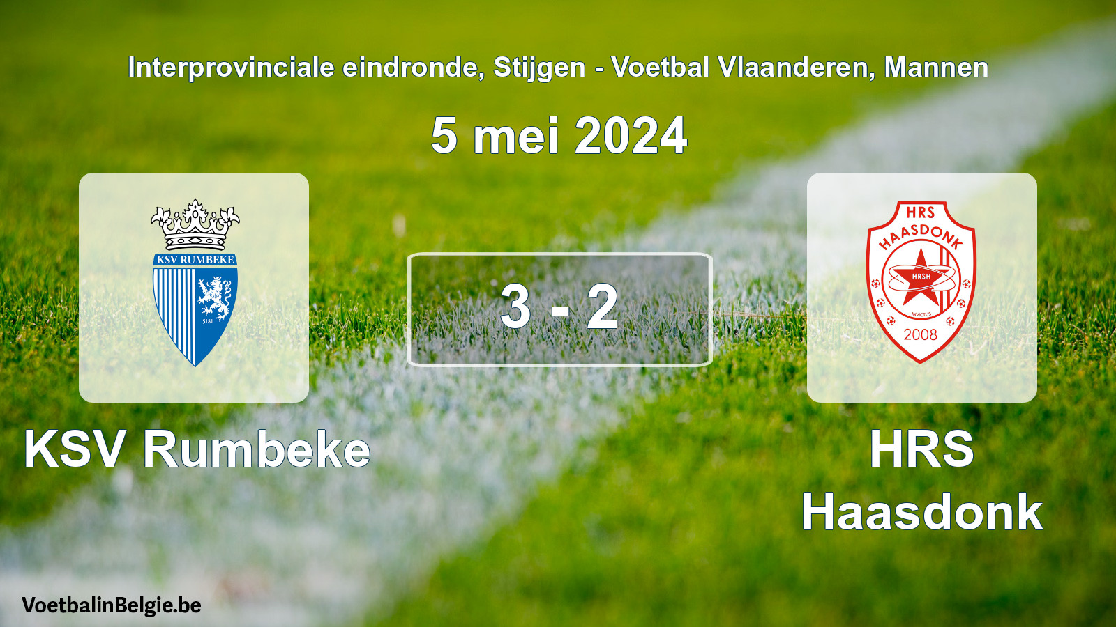 Gespieltes Spiel männer-Fußball: KSV Rumbeke - HRS Haasdonk 3 - 2 (5 Mai 2024)