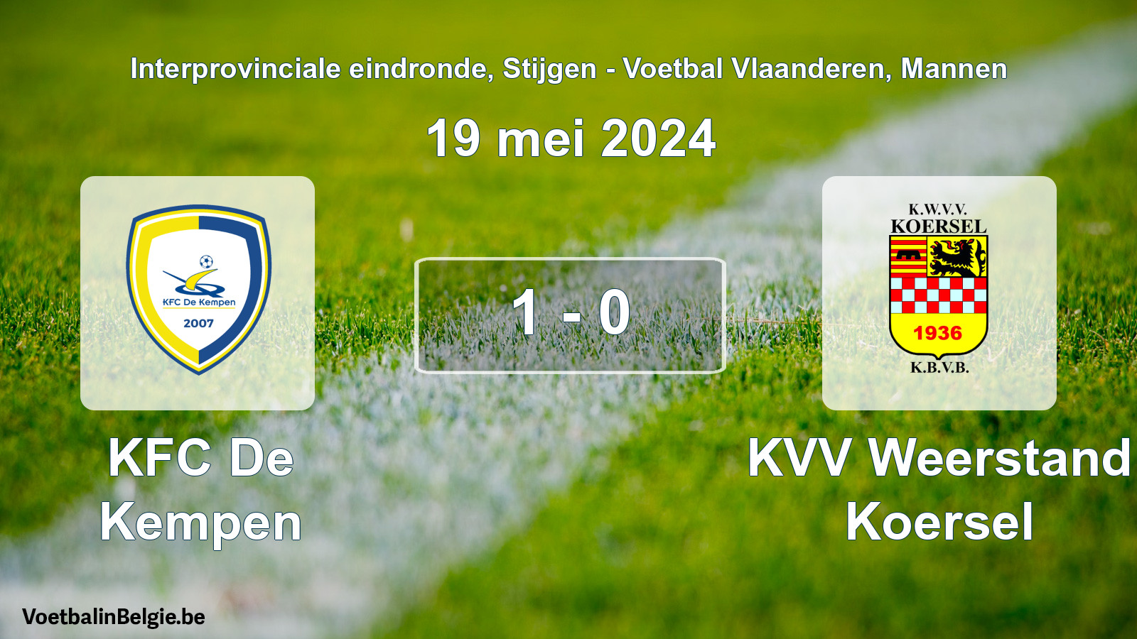 Gespeelde wedstrijd mannenvoetbal: KFC De Kempen - KVV Weerstand Koersel 1 - 0 (19 mei 2024)