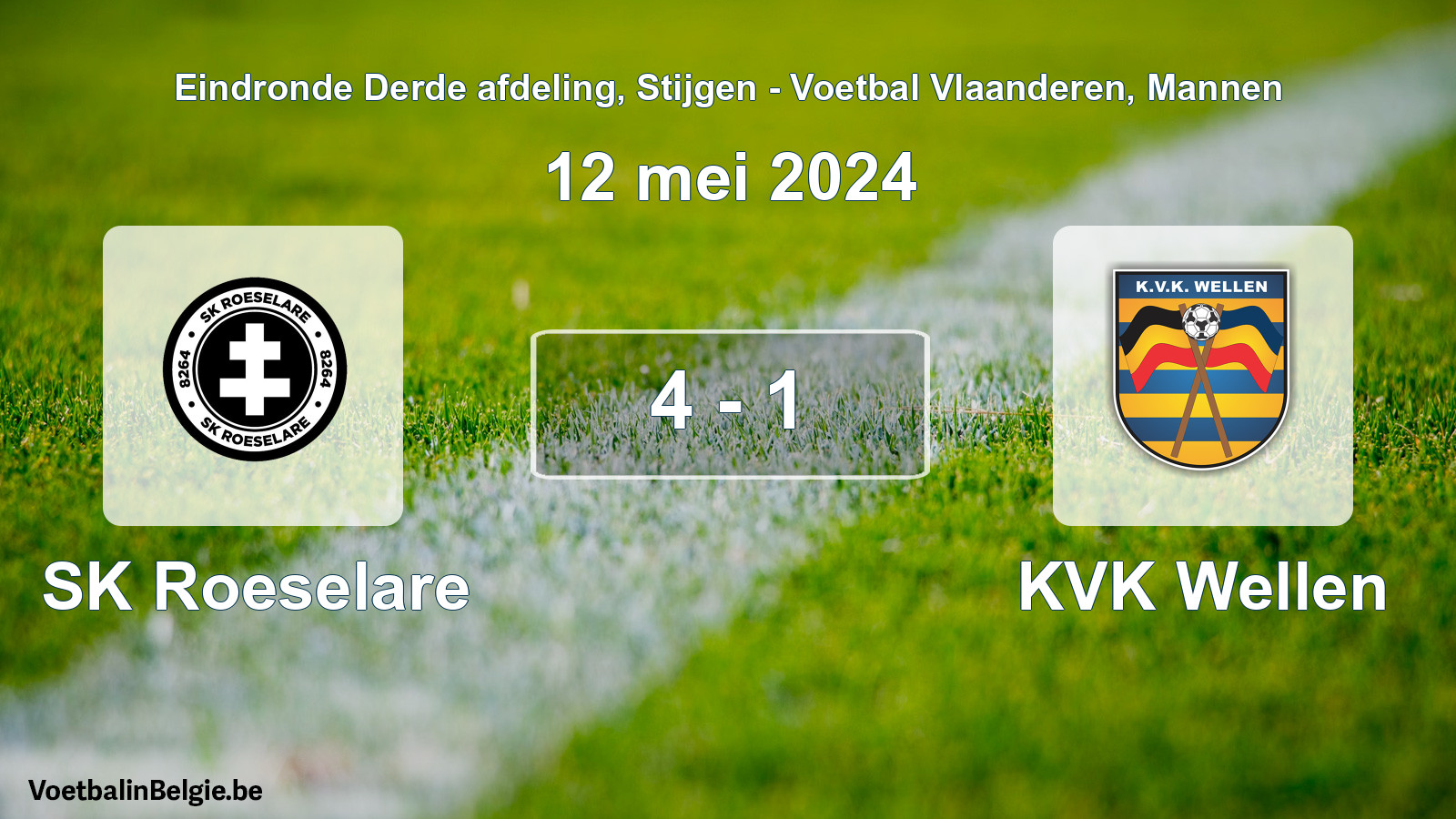 Gespeelde wedstrijd mannenvoetbal: SK Roeselare - KVK Wellen 4 - 1 (12 mei 2024)