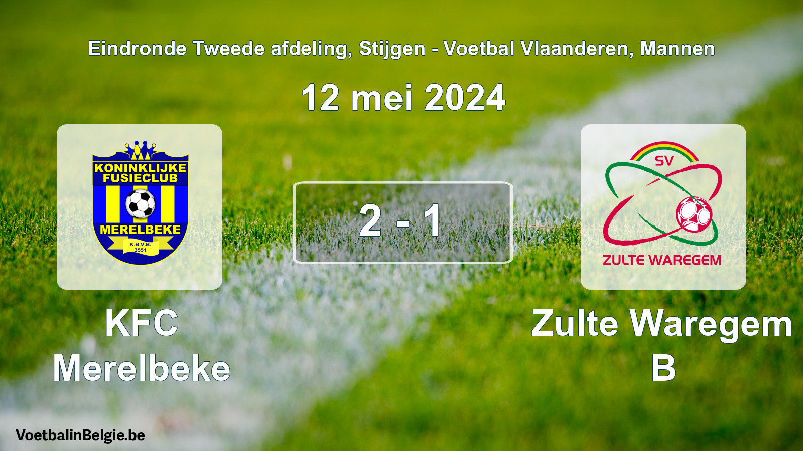 Gespeelde wedstrijd mannenvoetbal: KFC Merelbeke - Zulte Waregem B 2 - 1 (12 mei 2024)