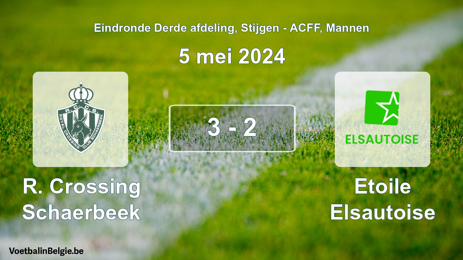 Gespeelde wedstrijd mannenvoetbal: R. Crossing Schaerbeek - Etoile Elsautoise 3 - 2 (5 mei 2024)