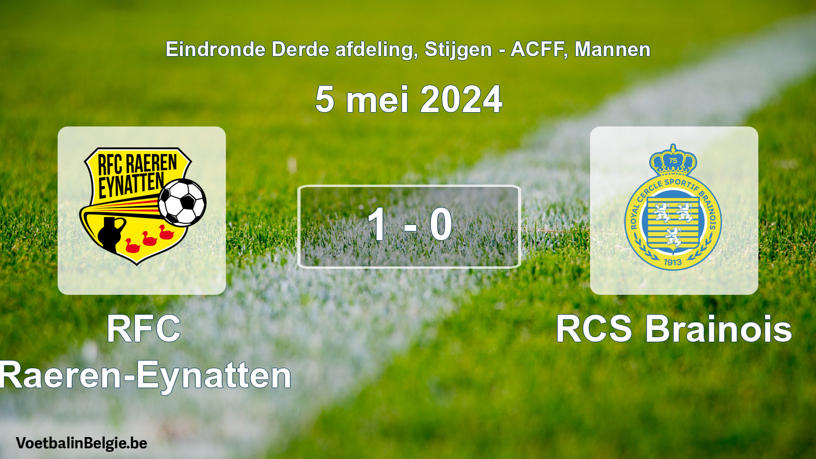 Gespeelde wedstrijd mannenvoetbal: RFC Raeren-Eynatten - RCS Brainois 1 - 0 (5 mei 2024)