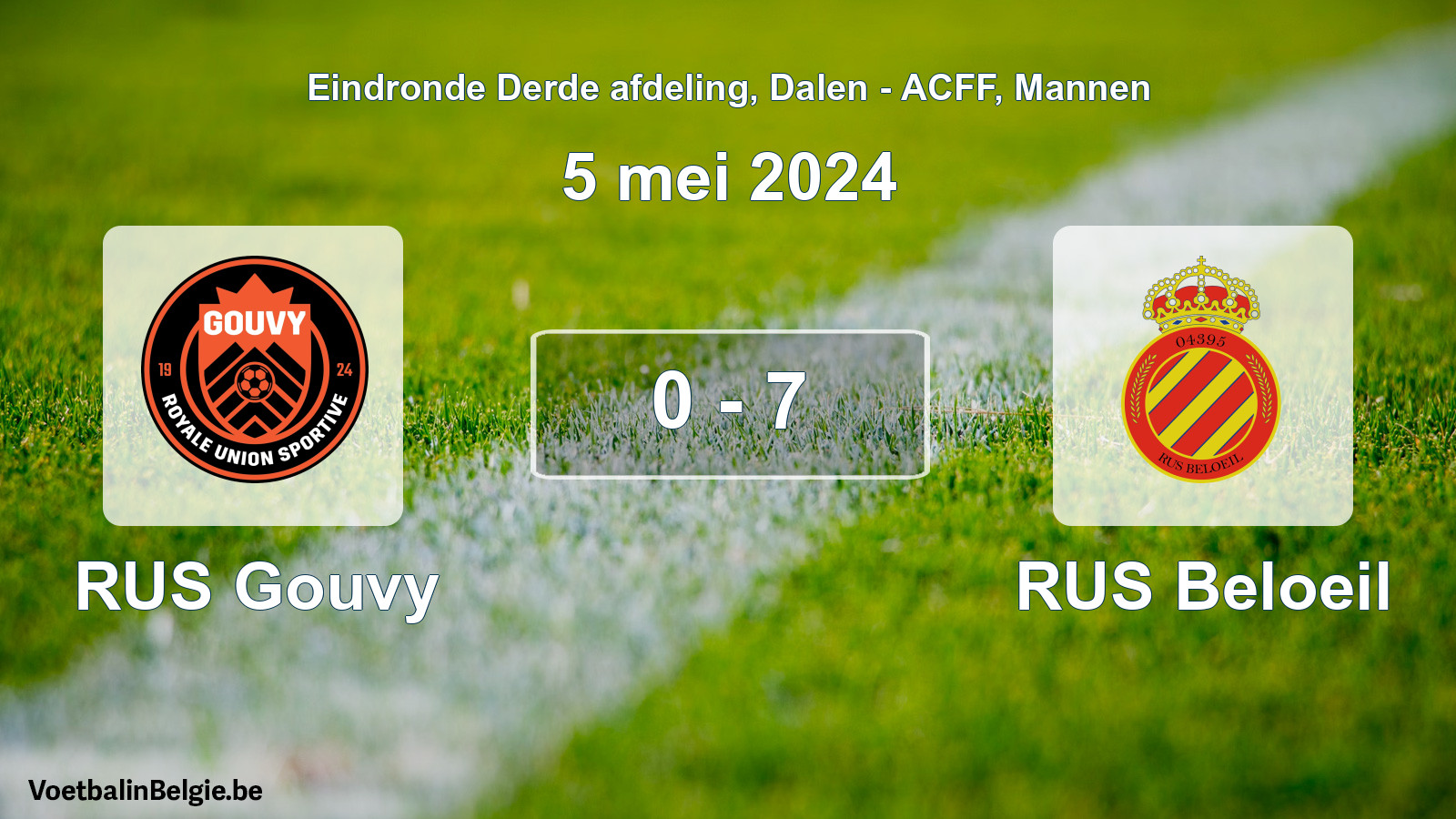 Gespeelde wedstrijd mannenvoetbal: RUS Gouvy - RUS Beloeil 0 - 7 (5 mei 2024)