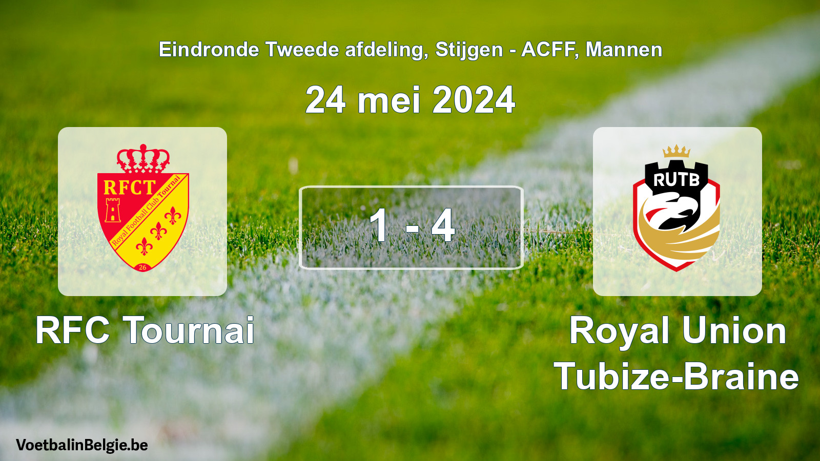 Gespeelde wedstrijd mannenvoetbal: RFC Tournai - Royal Union Tubize-Braine 1 - 4 (24 mei 2024)
