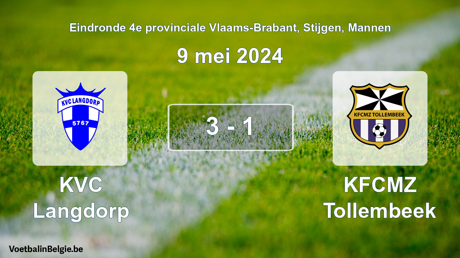 Gespieltes Spiel männer-Fußball: KVC Langdorp - KFCMZ Tollembeek 3 - 1 (9 Mai 2024)