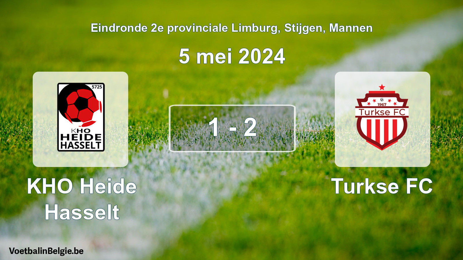 Match joué football hommes: KHO Heide Hasselt - Turkse FC 1 - 2 (5 mai 2024)