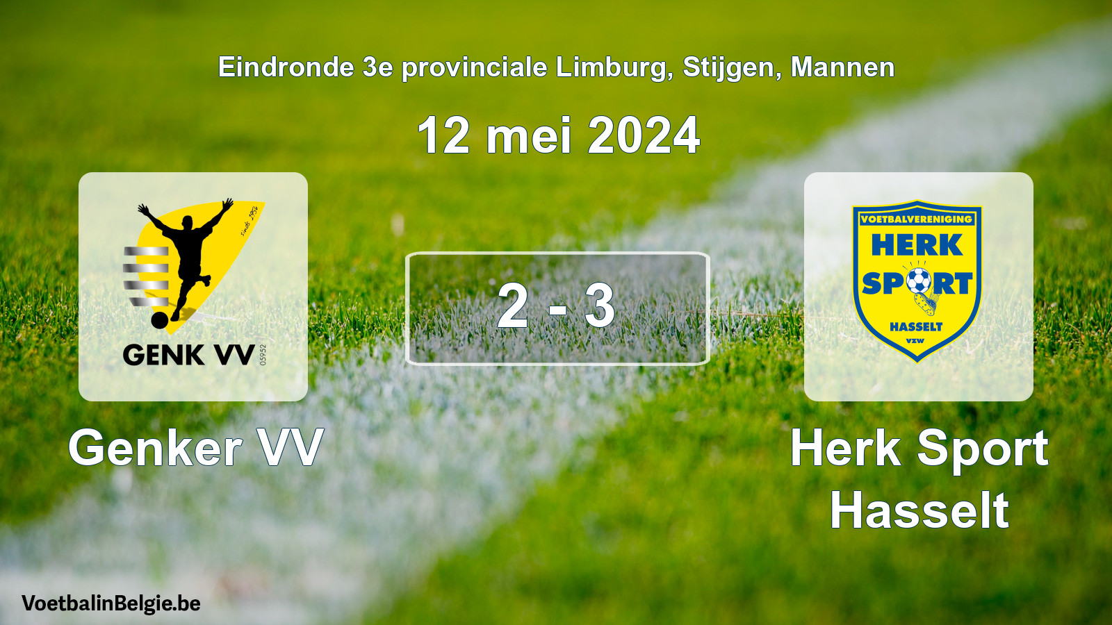 Match joué football hommes: Genker VV - Herk Sport Hasselt 2 - 3 (12 mai 2024)