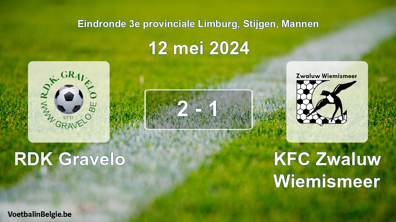 Gespieltes Spiel männer-Fußball: RDK Gravelo - KFC Zwaluw Wiemismeer 2 - 1 (12 Mai 2024)