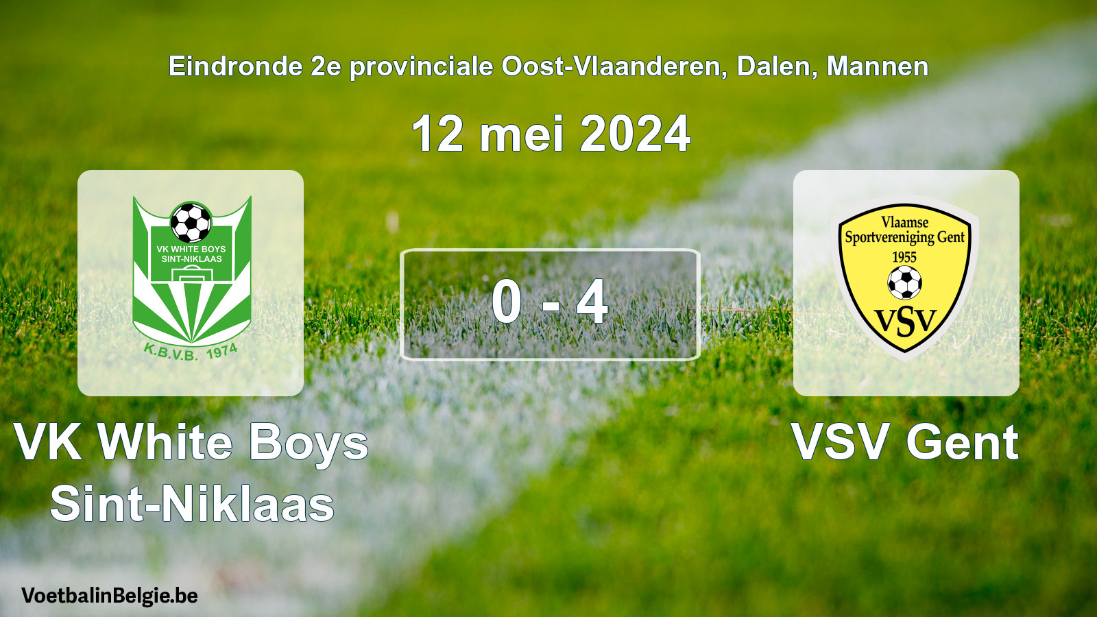 Match joué football hommes: VK White Boys Sint-Niklaas - VSV Gent 0 - 4 (12 mai 2024)