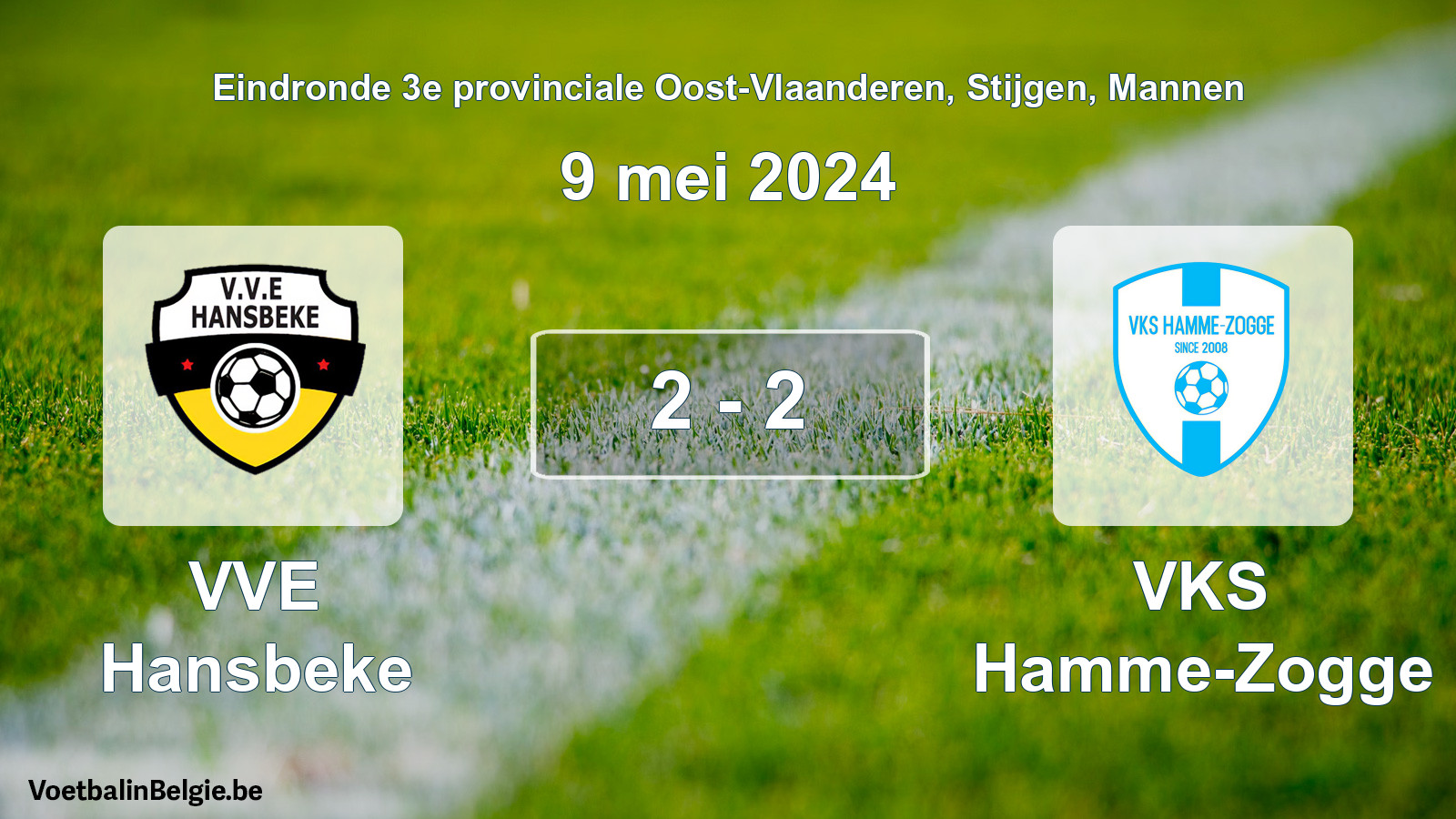 Match joué football hommes: VVE Hansbeke - VKS Hamme-Zogge 2 - 2 (9 mai 2024)