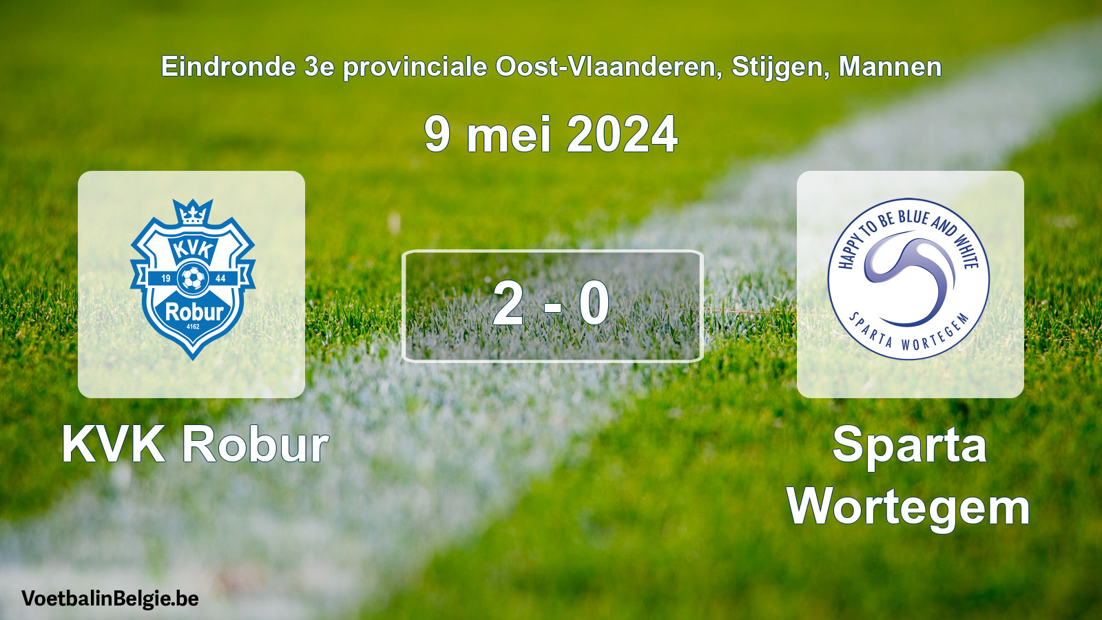 Match joué football hommes: KVK Robur - Sparta Wortegem 2 - 0 (9 mai 2024)