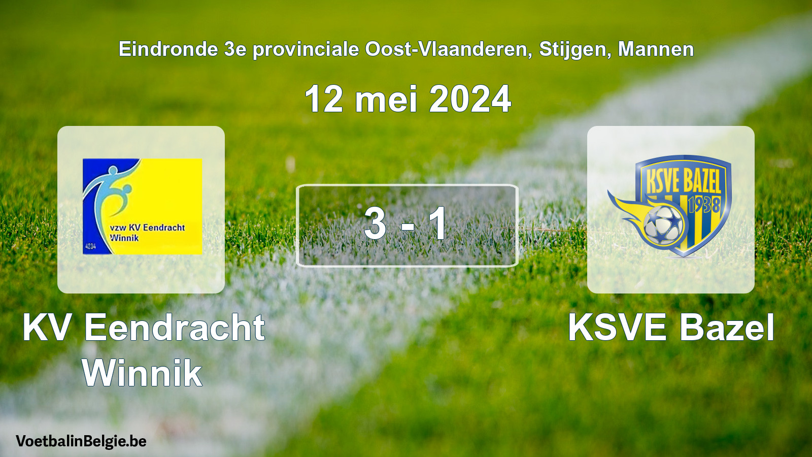 Gespeelde wedstrijd mannenvoetbal: KV Eendracht Winnik - KSVE Bazel 3 - 1 (12 mei 2024)