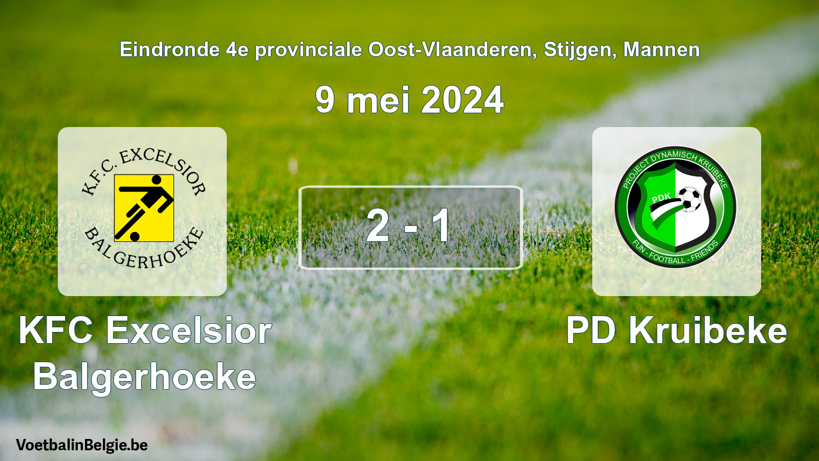 Match joué football hommes: KFC Excelsior Balgerhoeke - PD Kruibeke 2 - 1 (9 mai 2024)
