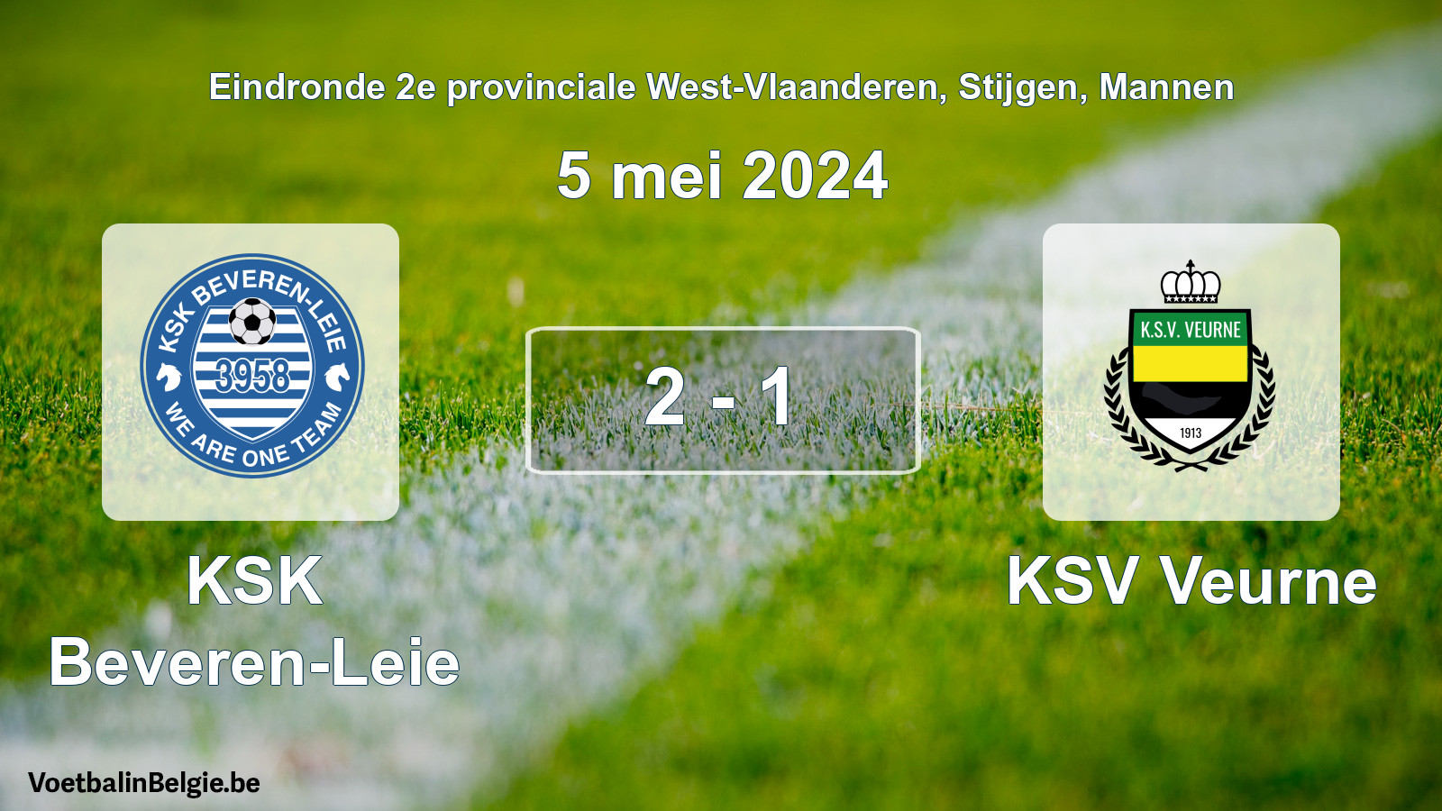Gespeelde wedstrijd mannenvoetbal: KSK Beveren-Leie - KSV Veurne 2 - 1 (5 mei 2024)