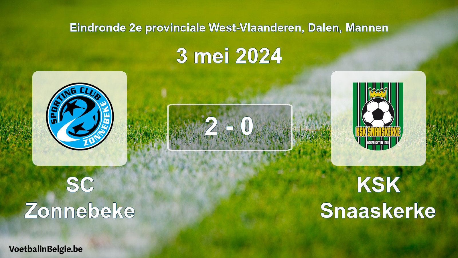 Gespieltes Spiel männer-Fußball: SC Zonnebeke - KSK Snaaskerke 2 - 0 (3 Mai 2024)