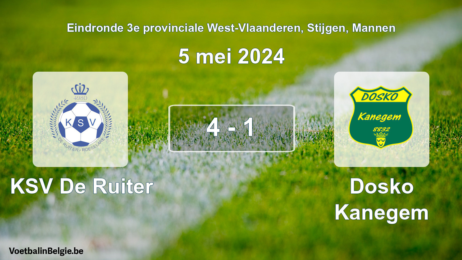 Match joué football hommes: KSV De Ruiter - Dosko Kanegem 4 - 1 (5 mai 2024)