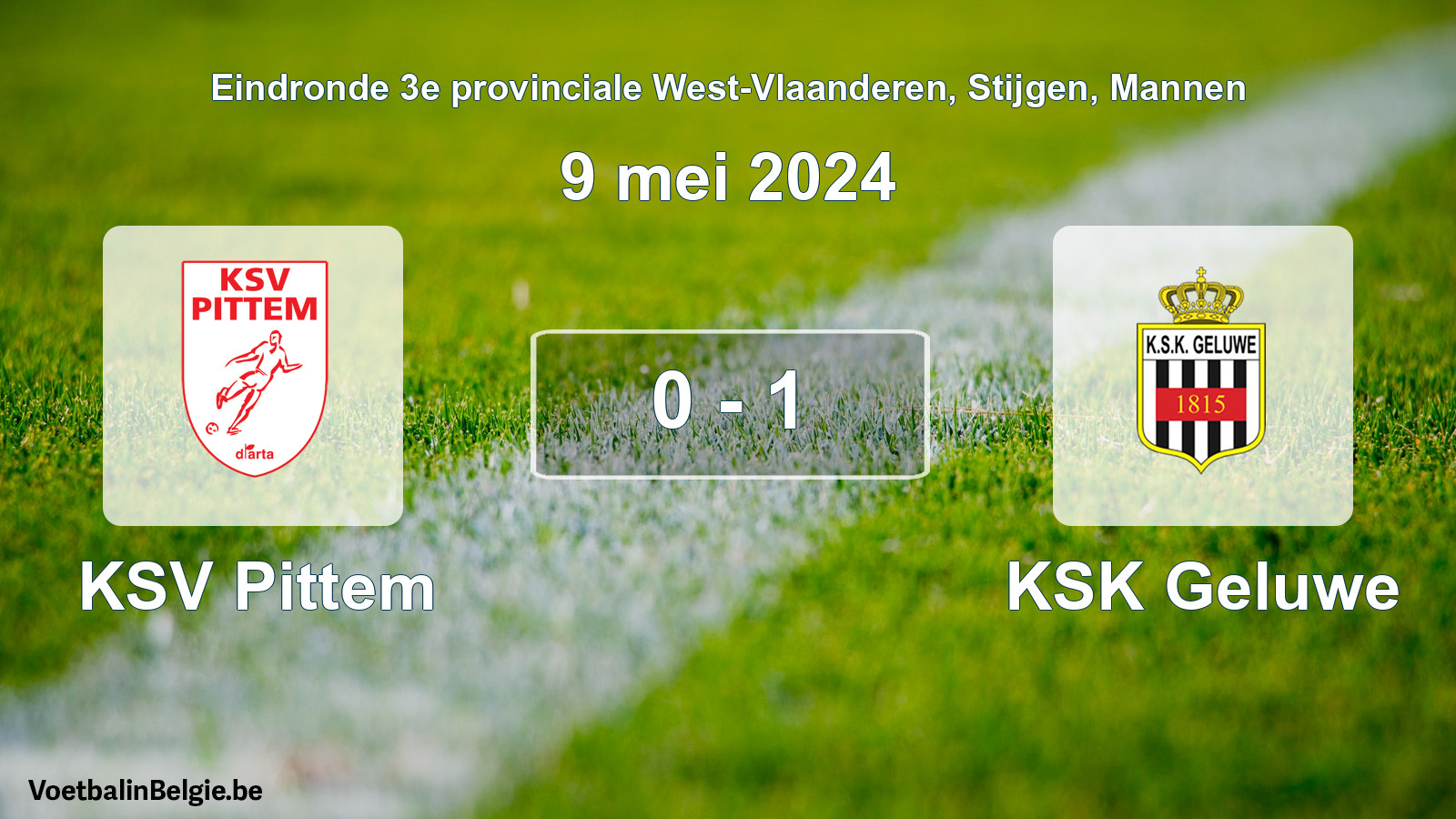 Gespeelde wedstrijd mannenvoetbal: KSV Pittem - KSK Geluwe 0 - 1 (9 mei 2024)