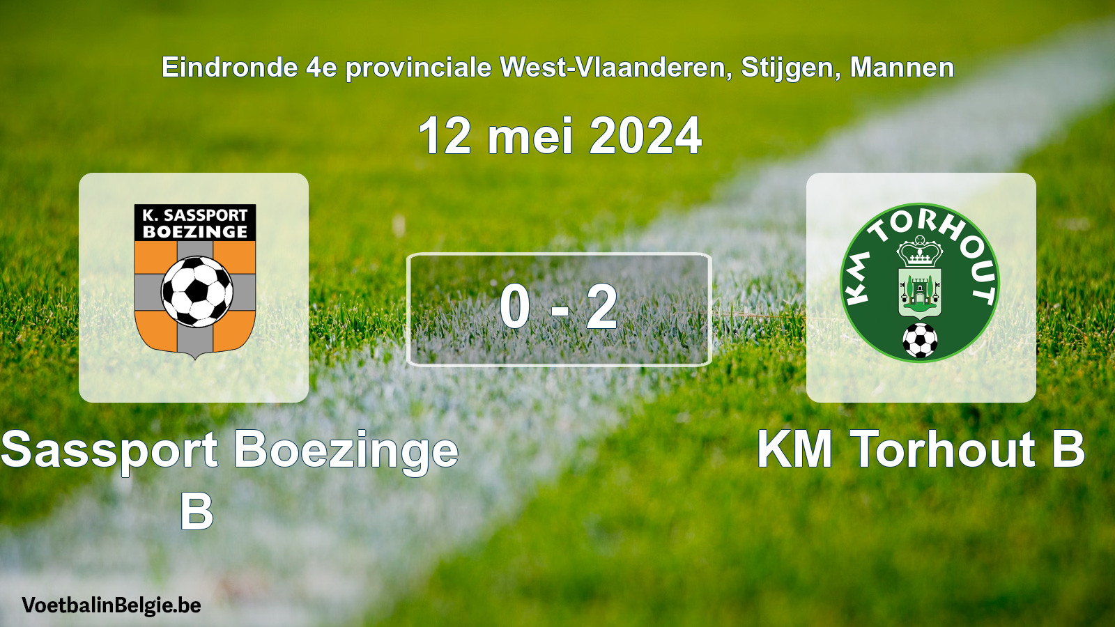 Gespieltes Spiel männer-Fußball: K. Sassport Boezinge B - KM Torhout B 0 - 2 (12 Mai 2024)