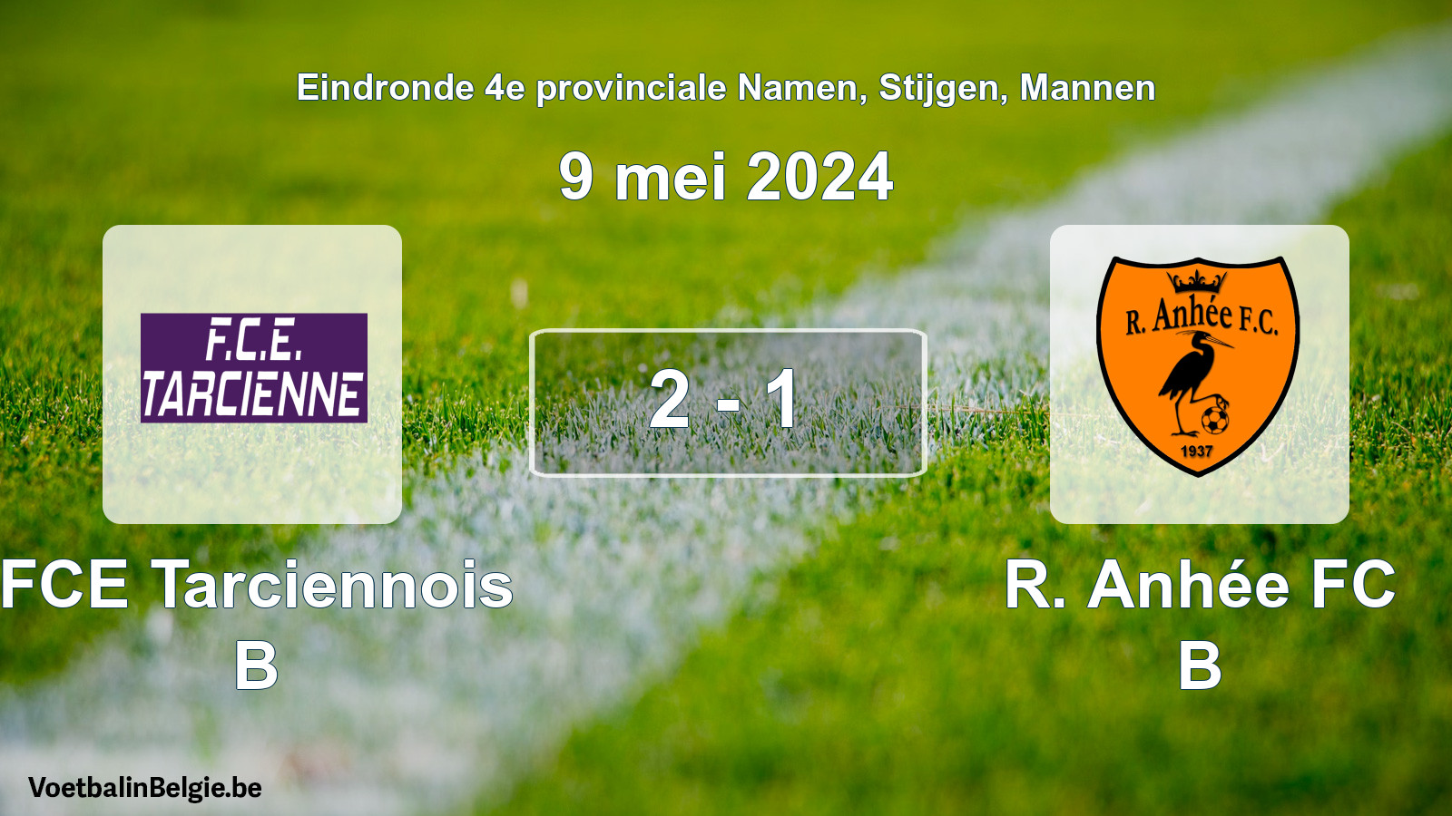 Gespeelde wedstrijd mannenvoetbal: FCE Tarciennois B - R. Anhée FC B 2 - 1 (9 mei 2024)
