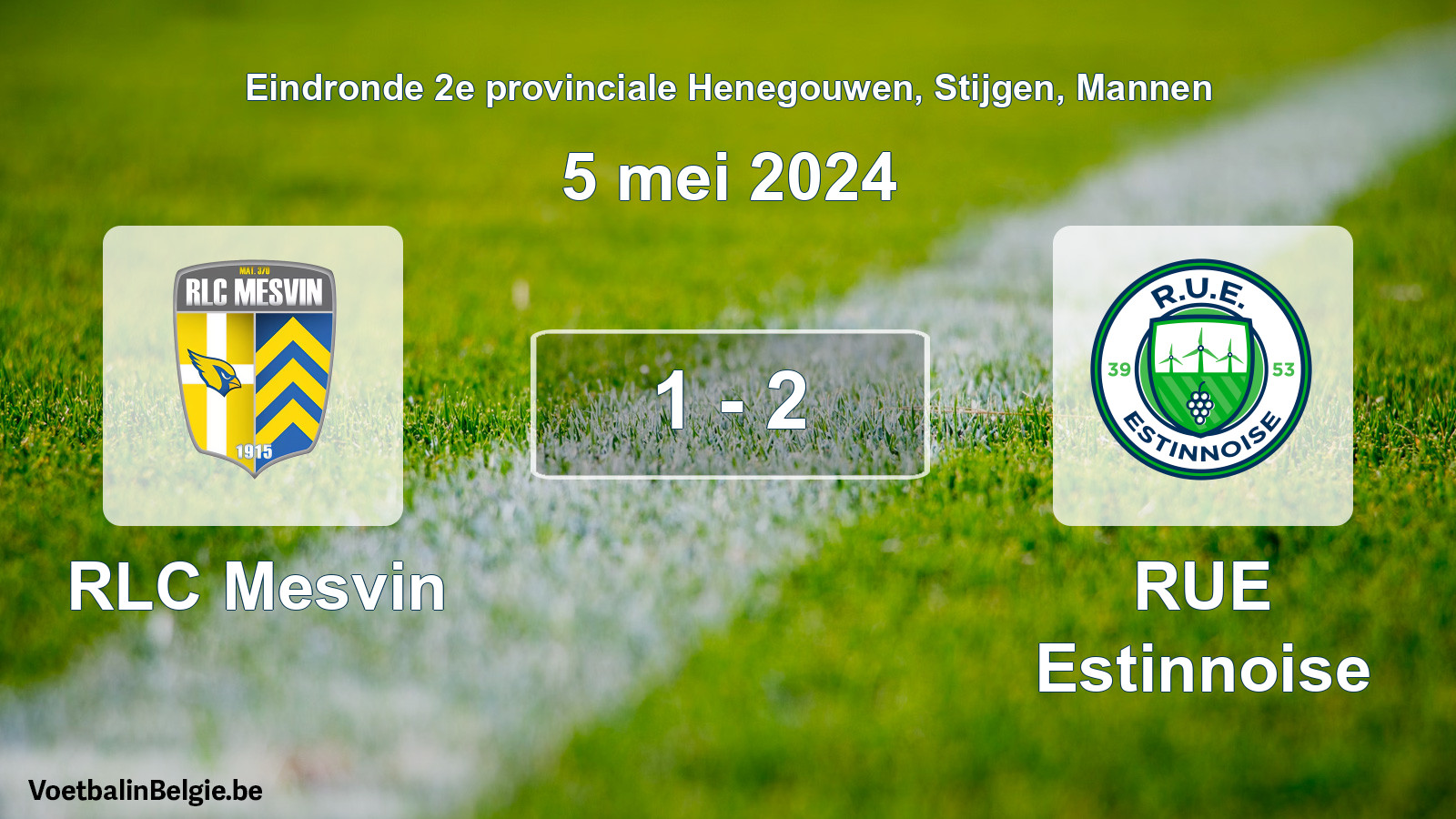 Gespeelde wedstrijd mannenvoetbal: RLC Mesvin - RUE Estinnoise 1 - 2 (5 mei 2024)