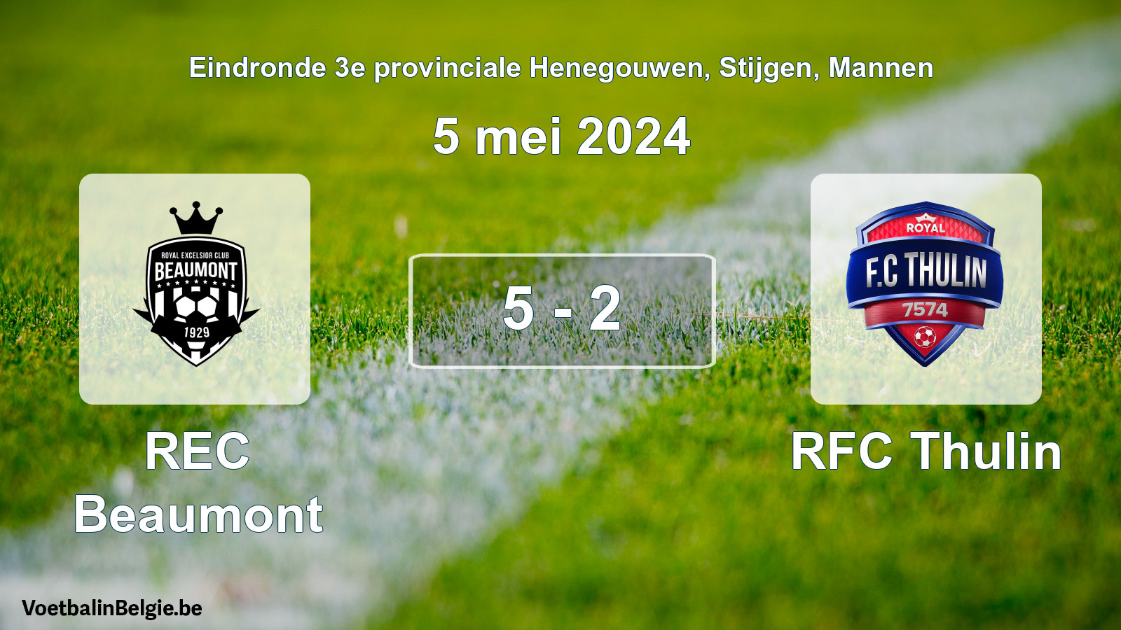 Gespieltes Spiel männer-Fußball: REC Beaumont - RFC Thulin 5 - 2 (5 Mai 2024)