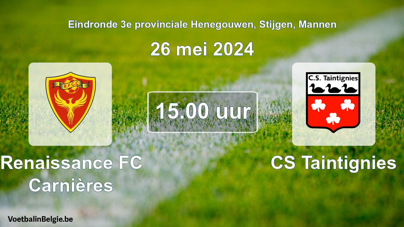 Scheduled match men football: Renaissance FC Carnières - CS Taintignies (26 May 2024)