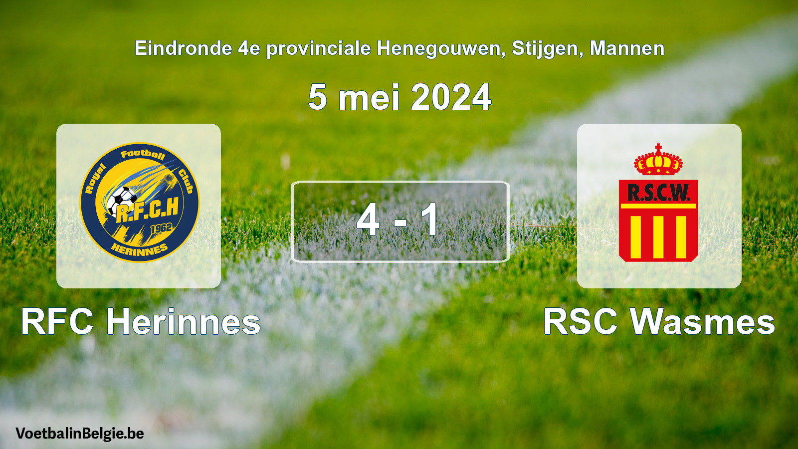 Played match men football: RFC Herinnes - RSC Wasmes 4 - 1 (5 May 2024)