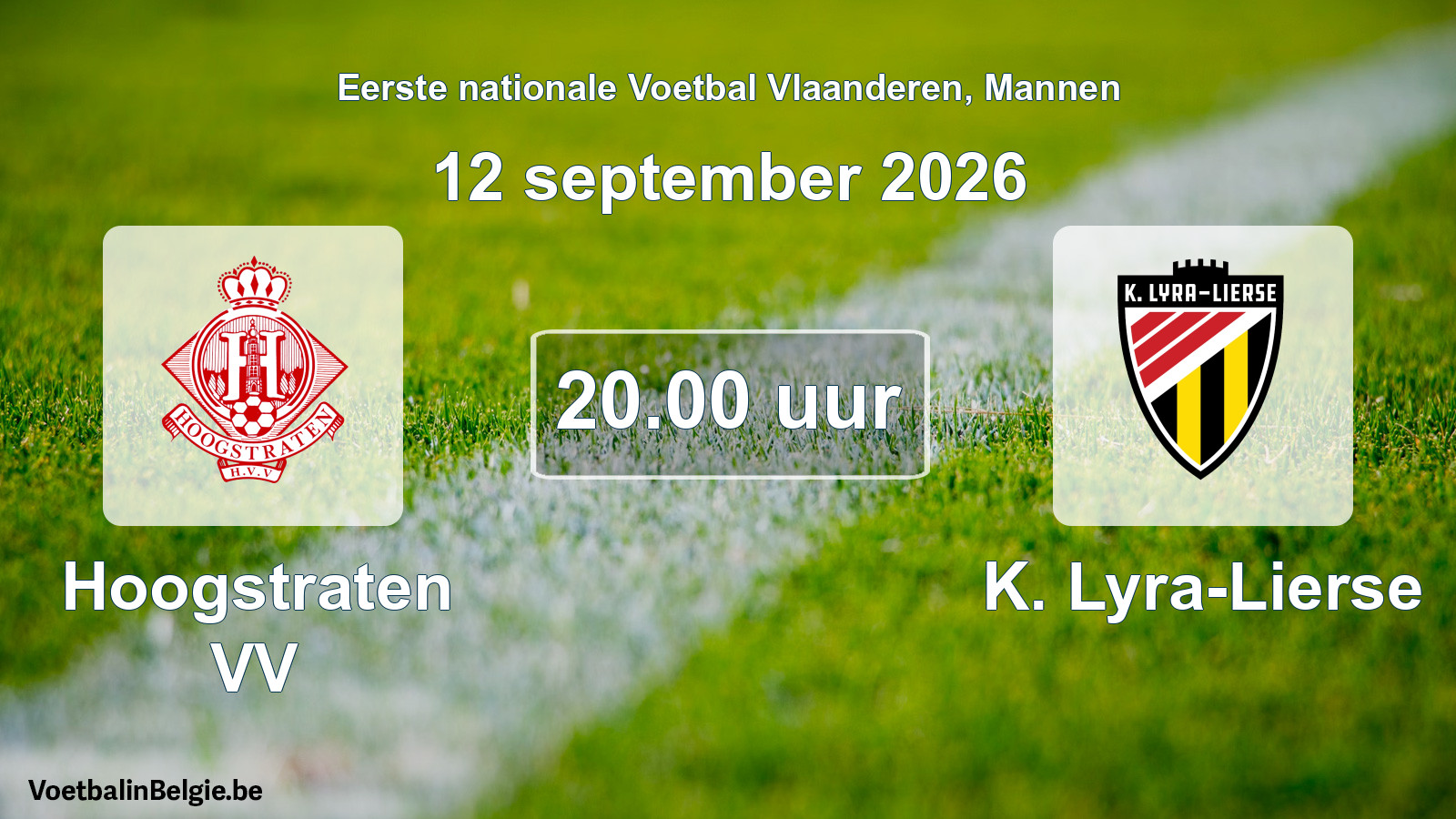 Geplande wedstrijd mannenvoetbal: Hoogstraten VV - K. Lyra-Lierse (12 september 2026)