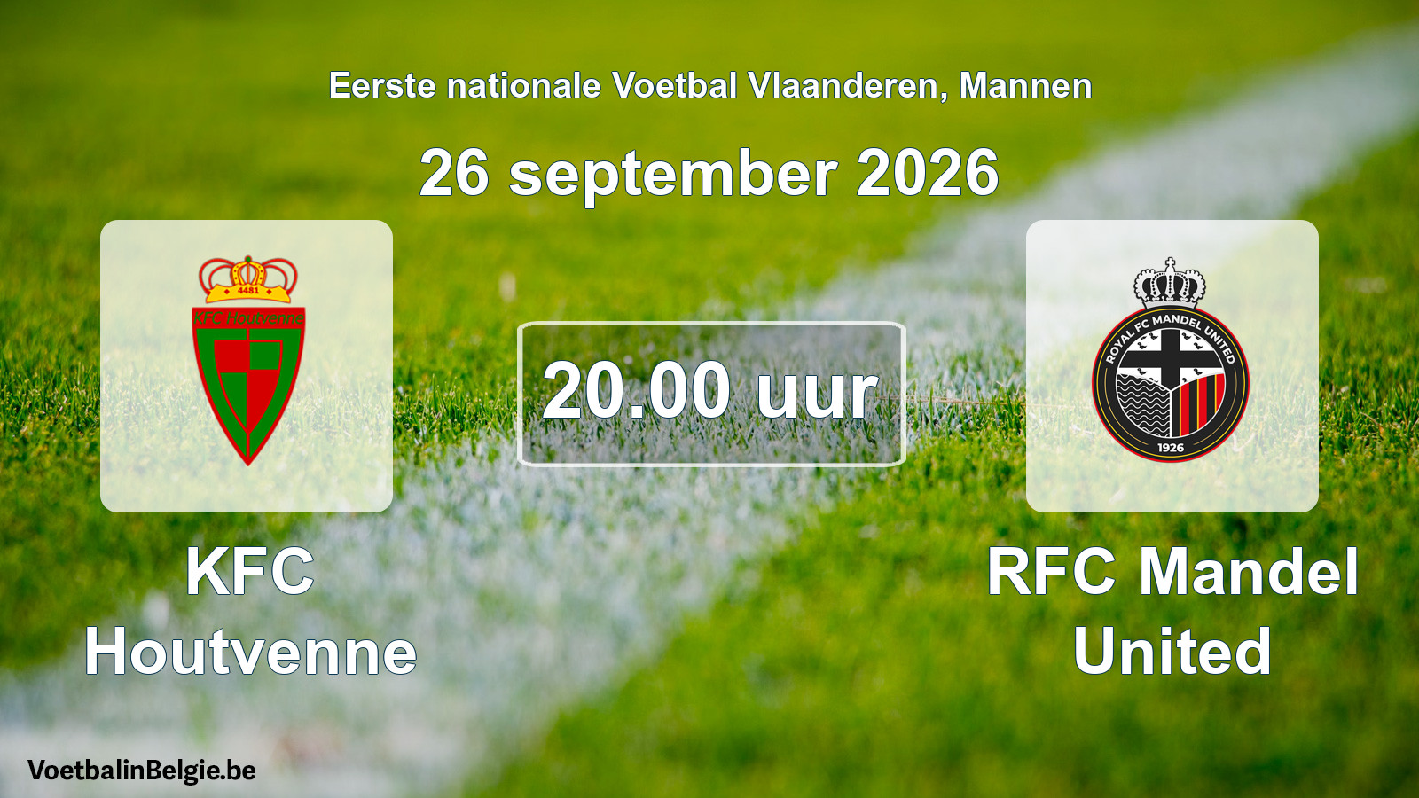 Geplande wedstrijd mannenvoetbal: KFC Houtvenne - RFC Mandel United (26 september 2026)