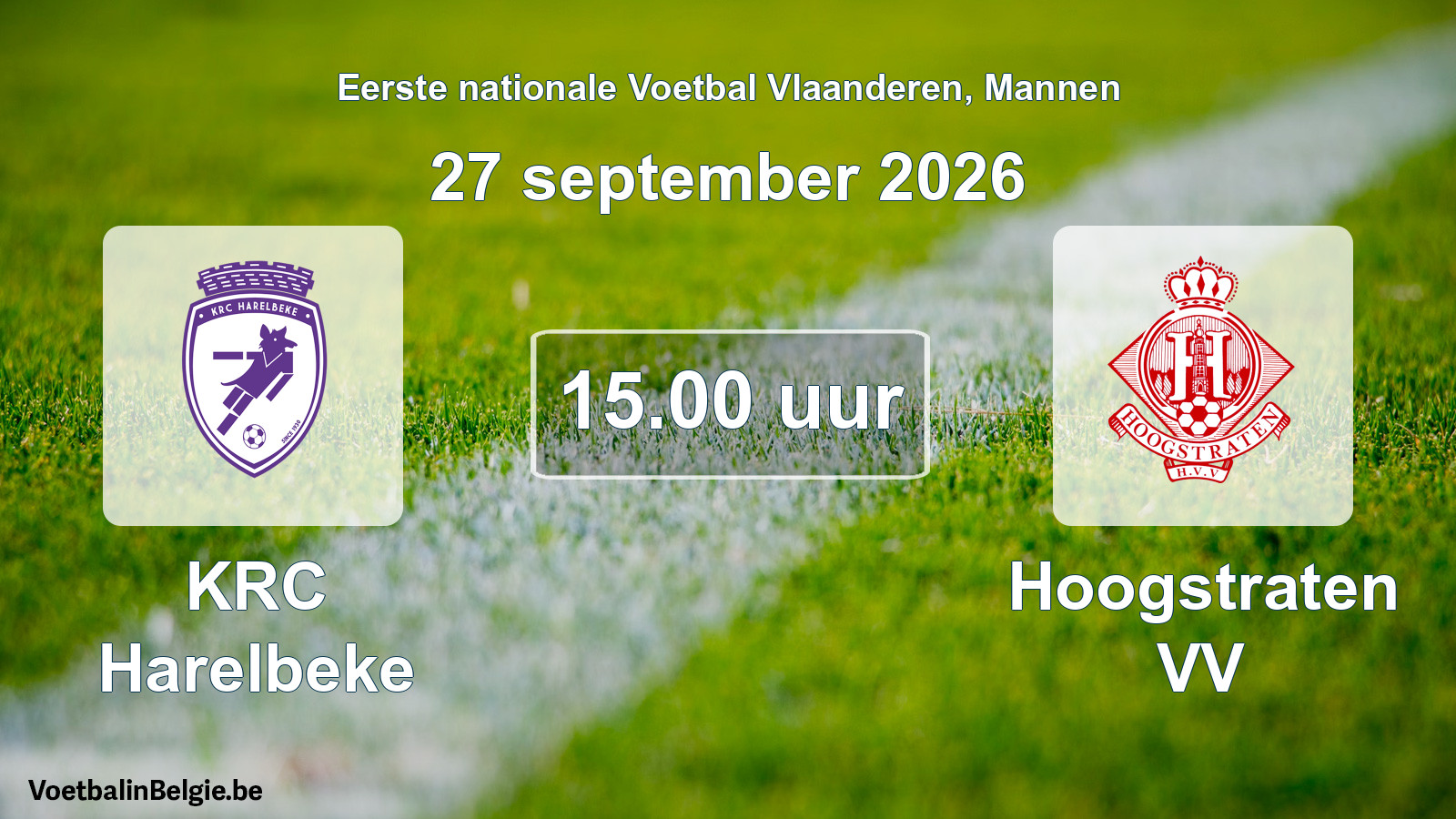 Geplande wedstrijd mannenvoetbal: KRC Harelbeke - Hoogstraten VV (27 september 2026)