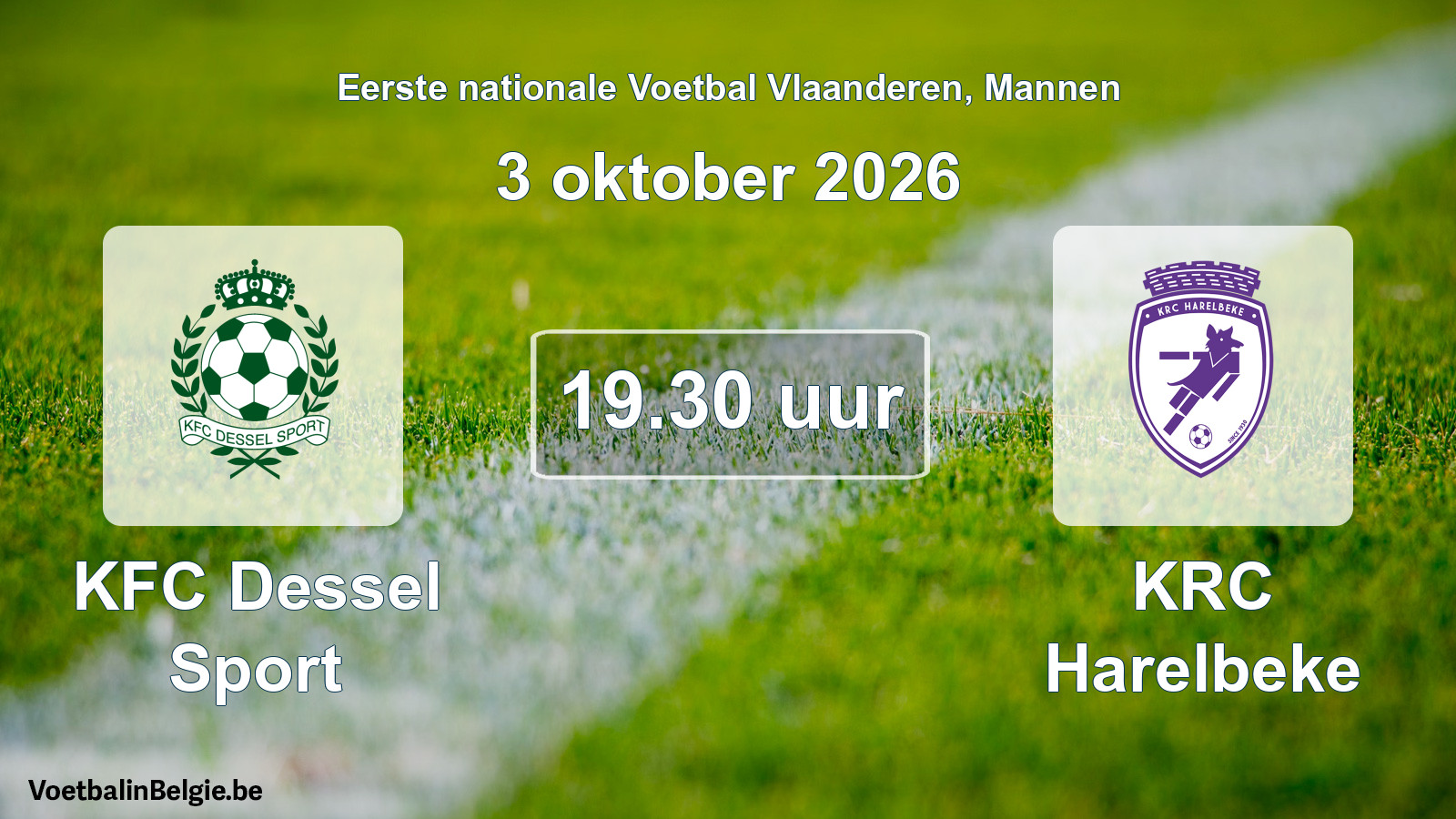 Geplande wedstrijd mannenvoetbal: KFC Dessel Sport - KRC Harelbeke (3 oktober 2026)