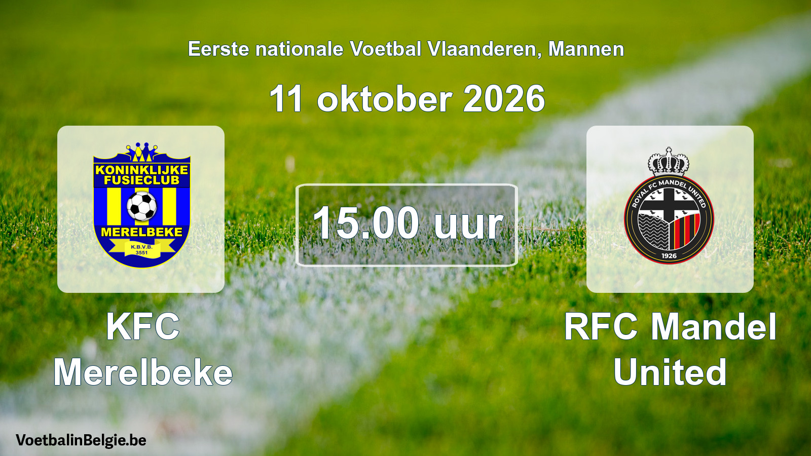 Geplande wedstrijd mannenvoetbal: KFC Merelbeke - RFC Mandel United (11 oktober 2026)