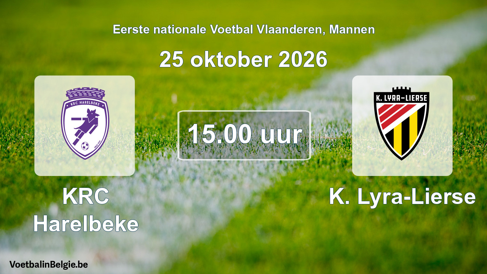 Geplande wedstrijd mannenvoetbal: KRC Harelbeke - K. Lyra-Lierse (25 oktober 2026)
