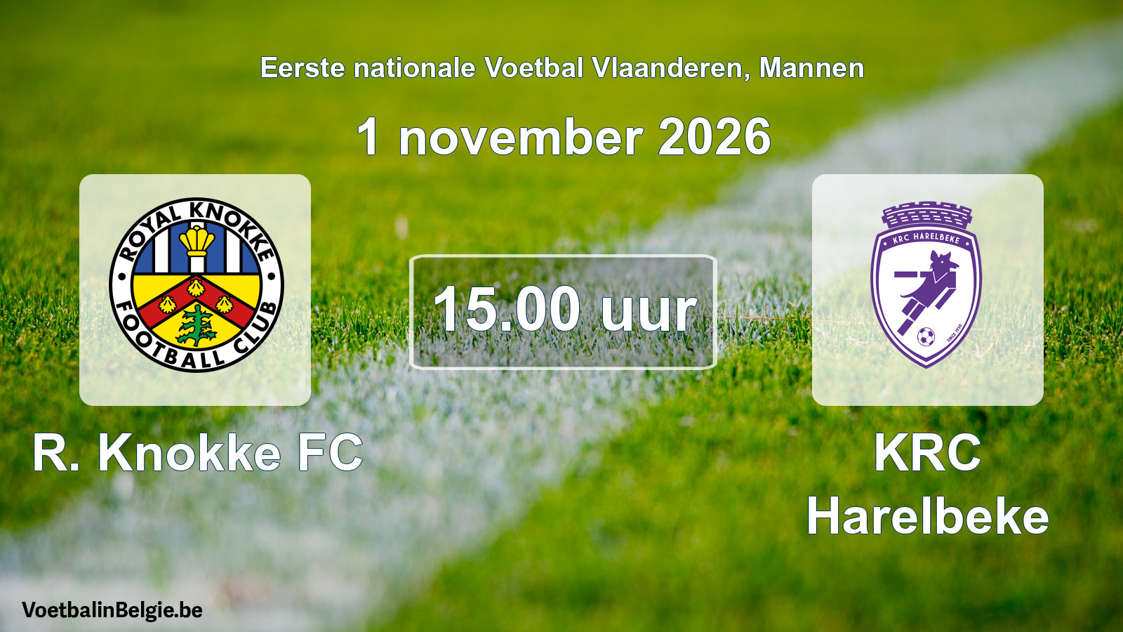 Geplande wedstrijd mannenvoetbal: R. Knokke FC - KRC Harelbeke (1 november 2026)