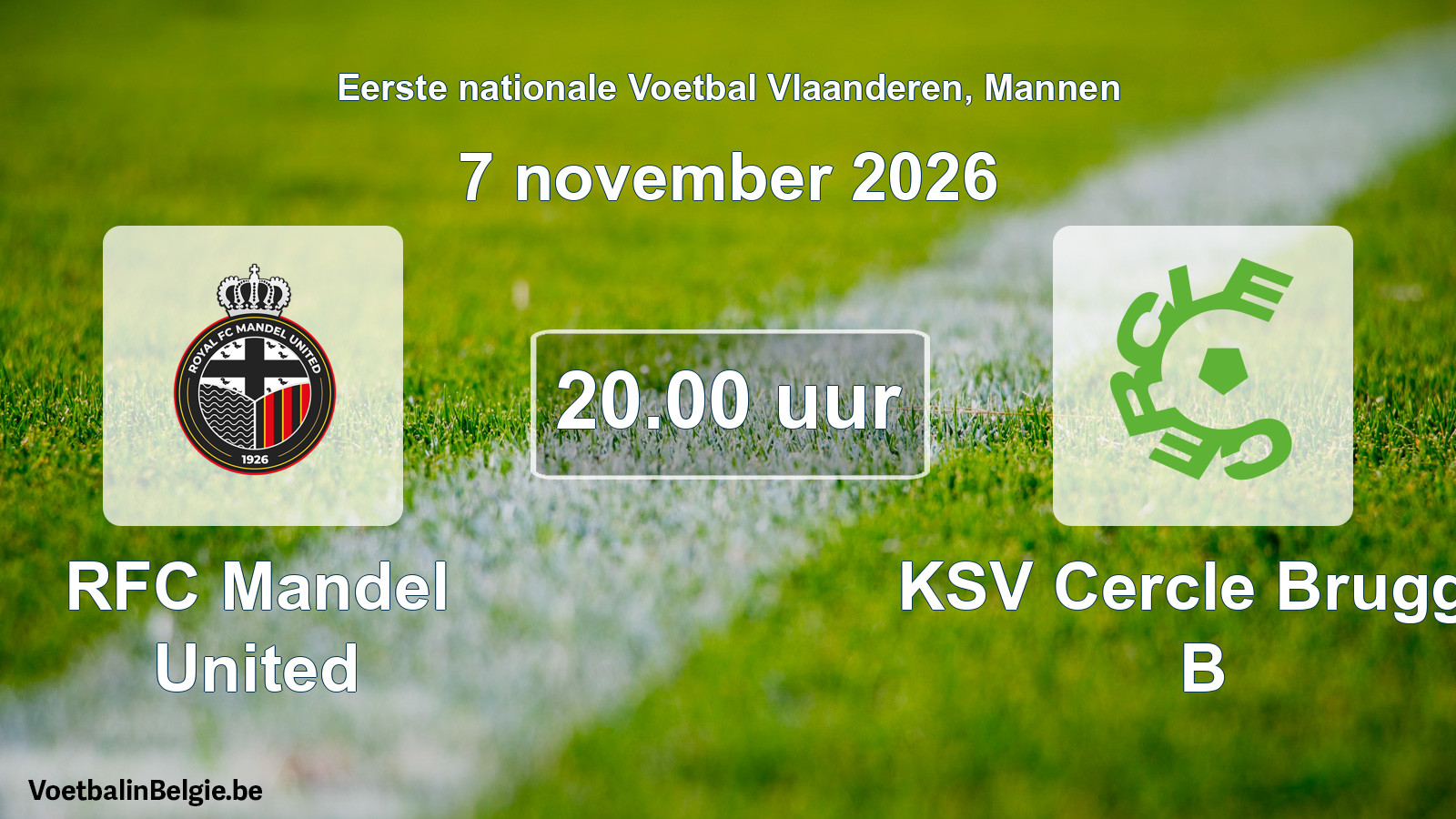 Geplande wedstrijd mannenvoetbal: RFC Mandel United - KSV Cercle Brugge B (7 november 2026)