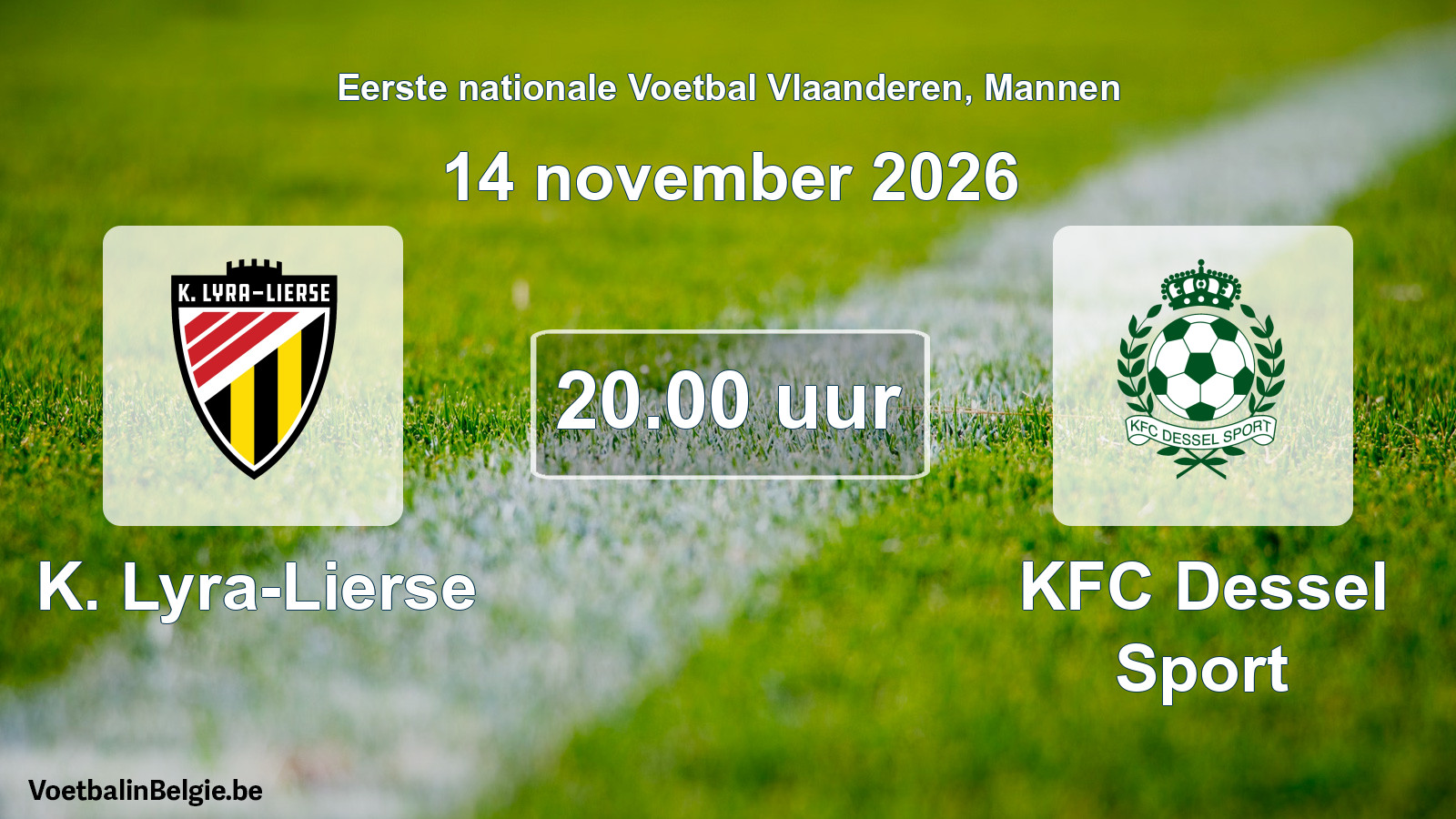 Geplande wedstrijd mannenvoetbal: K. Lyra-Lierse - KFC Dessel Sport (14 november 2026)