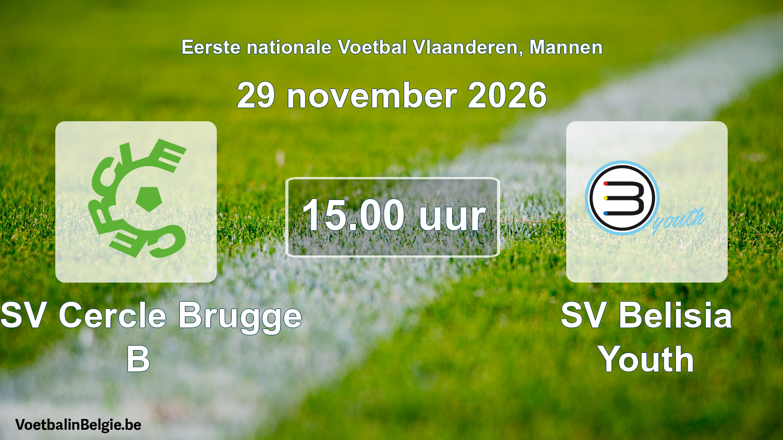 Geplande wedstrijd mannenvoetbal: KSV Cercle Brugge B - SV Belisia Youth (29 november 2026)