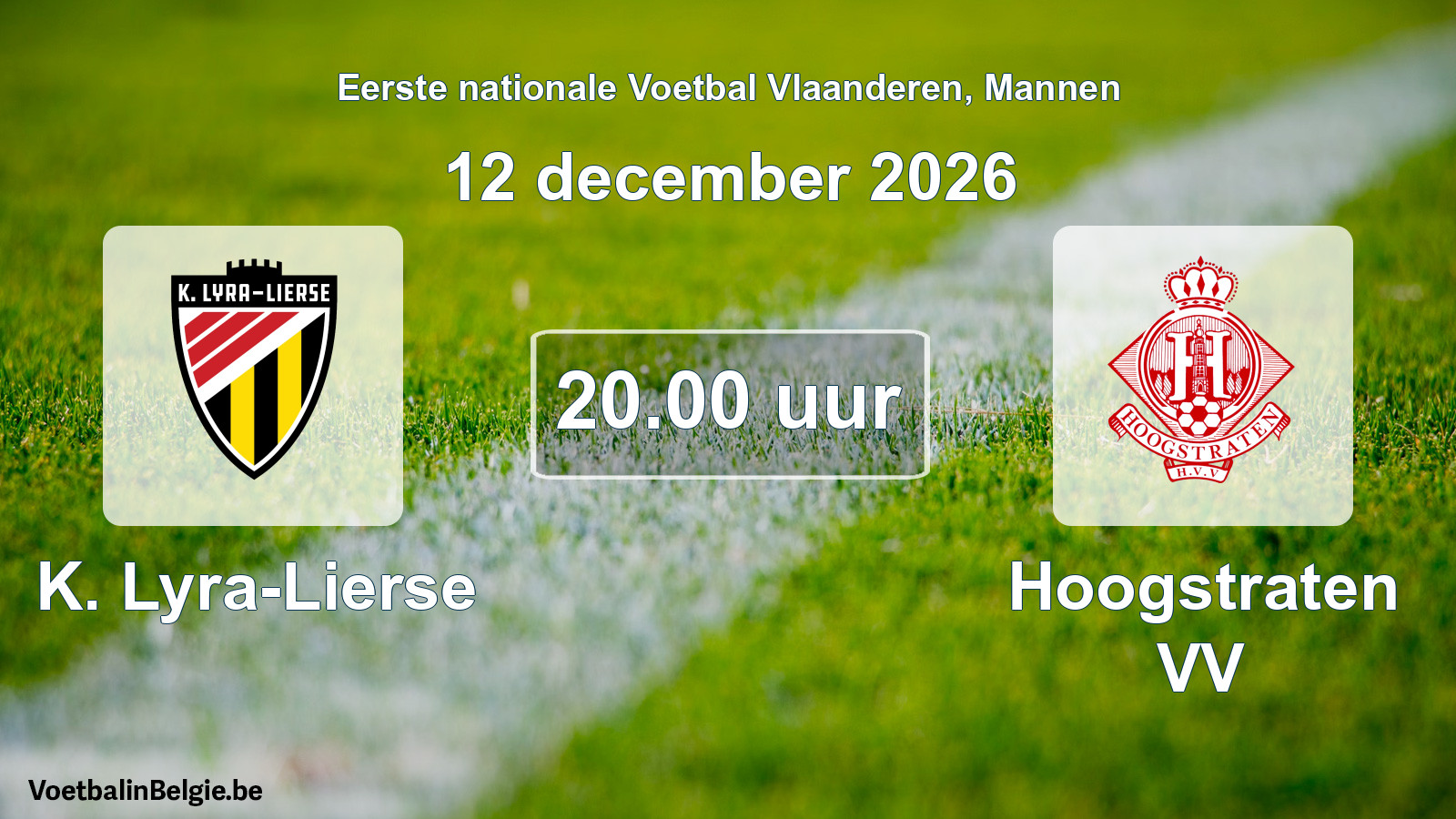 Geplande wedstrijd mannenvoetbal: K. Lyra-Lierse - Hoogstraten VV (12 december 2026)