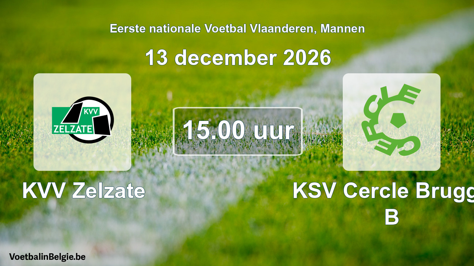 Geplande wedstrijd mannenvoetbal: KVV Zelzate - KSV Cercle Brugge B (13 december 2026)
