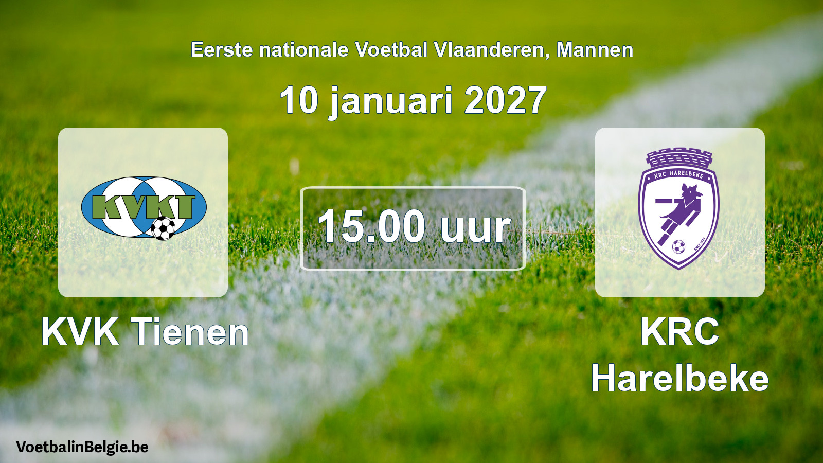 Geplande wedstrijd mannenvoetbal: KVK Tienen - KRC Harelbeke (10 januari 2027)