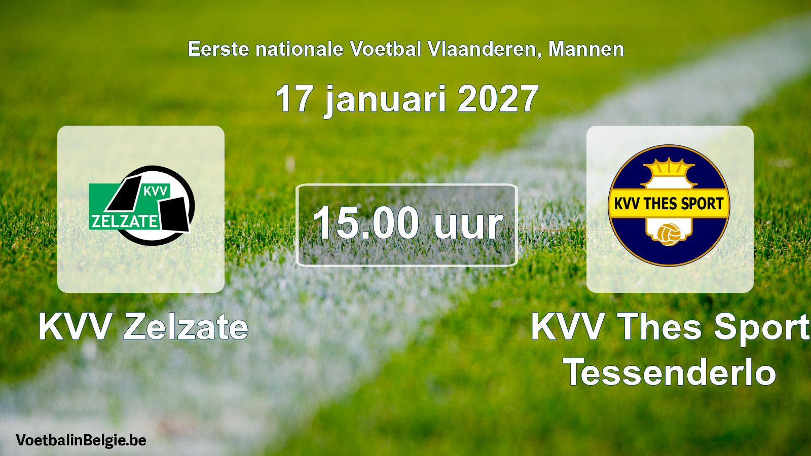 Geplande wedstrijd mannenvoetbal: KVV Zelzate - KVV Thes Sport Tessenderlo (17 januari 2027)