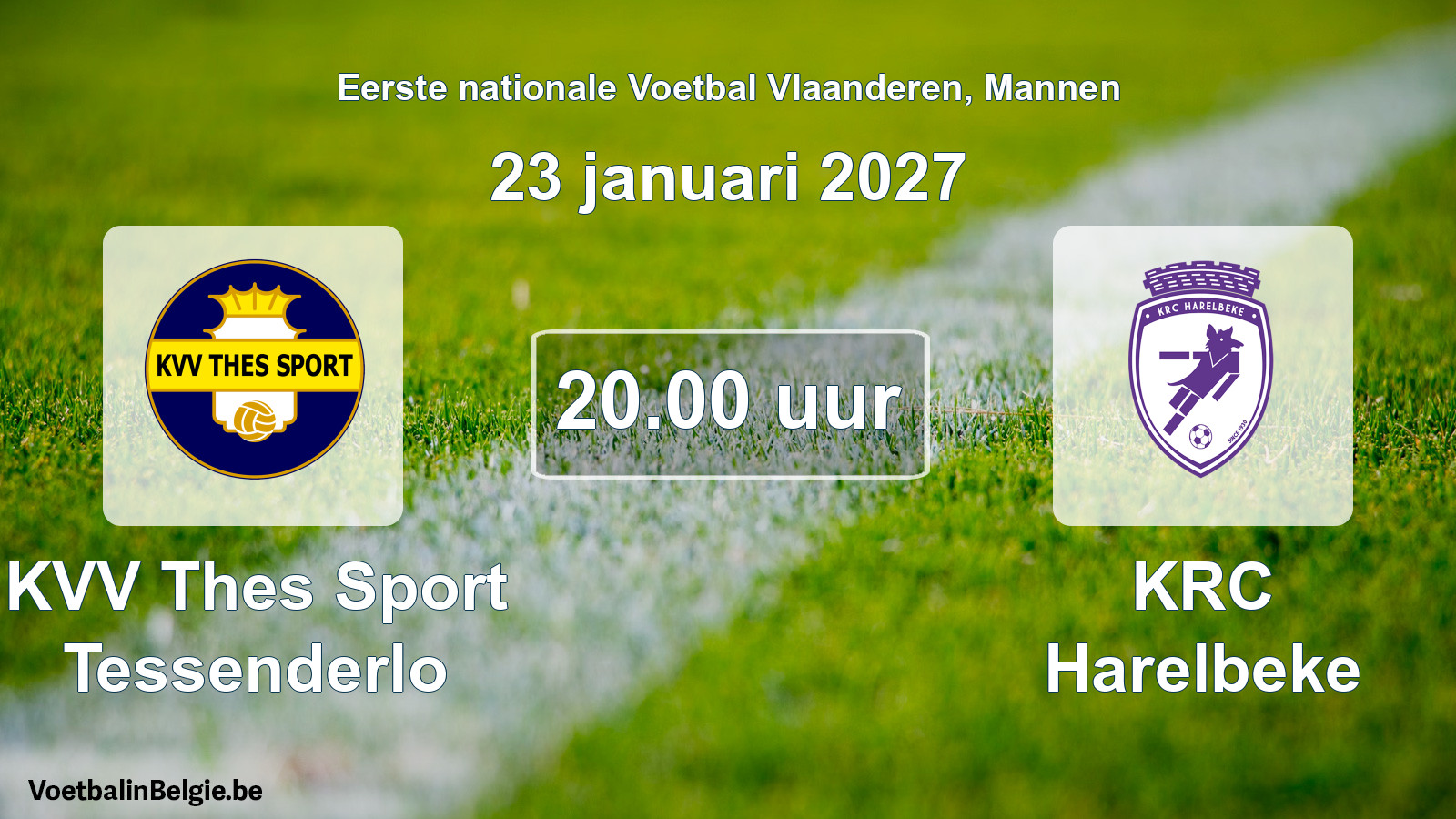 Geplande wedstrijd mannenvoetbal: KVV Thes Sport Tessenderlo - KRC Harelbeke (23 januari 2027)