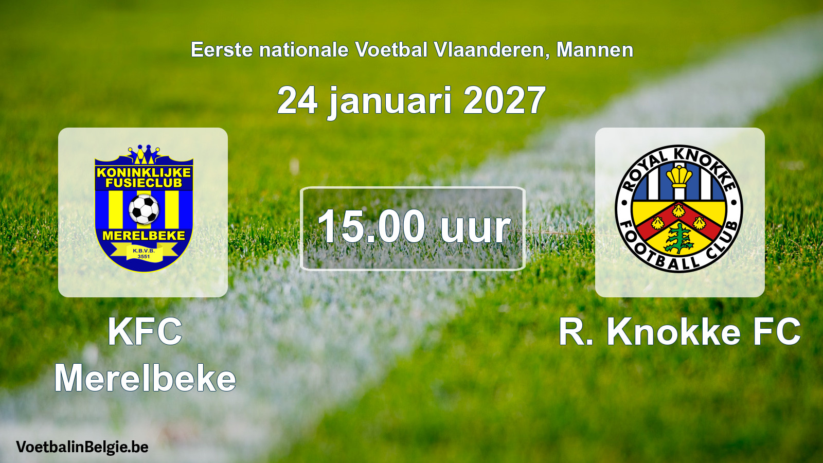 Geplande wedstrijd mannenvoetbal: KFC Merelbeke - R. Knokke FC (24 januari 2027)