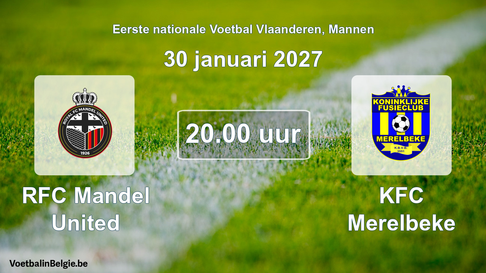 Scheduled match men football: RFC Mandel United - KFC Merelbeke (30 January 2027)